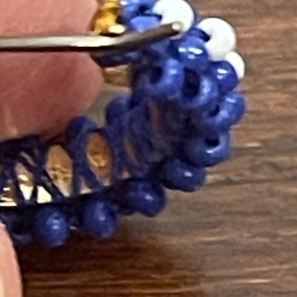 nwot j crew Blue Beaded huggie Hoop Earrings - Picture 5 of 7